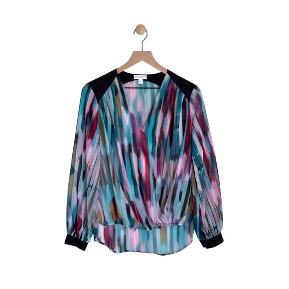 Bisou Bisou Michele Bohbot Surplice Women's Blouse Small - Picture 1 of 5